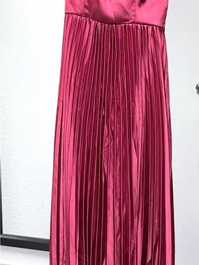Red Dress Boutique Pleated Satin Maxi in Hot Pink